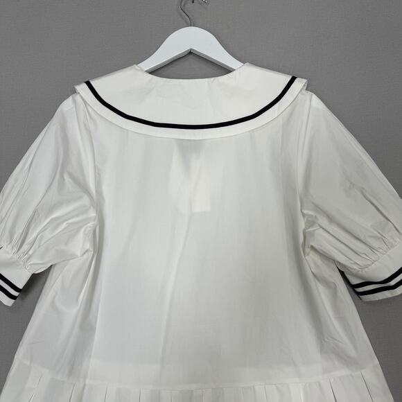 MABLE The Label Dress Womens Medium White Peter Pan Collar Sailor Cottage Preppy - Picture 8 of 14